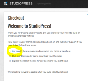 Checkout welcome to studiopress