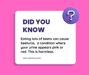 Beets turn urine red