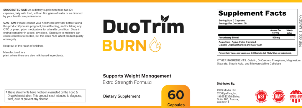 DuoTrim Supplement Facts label
